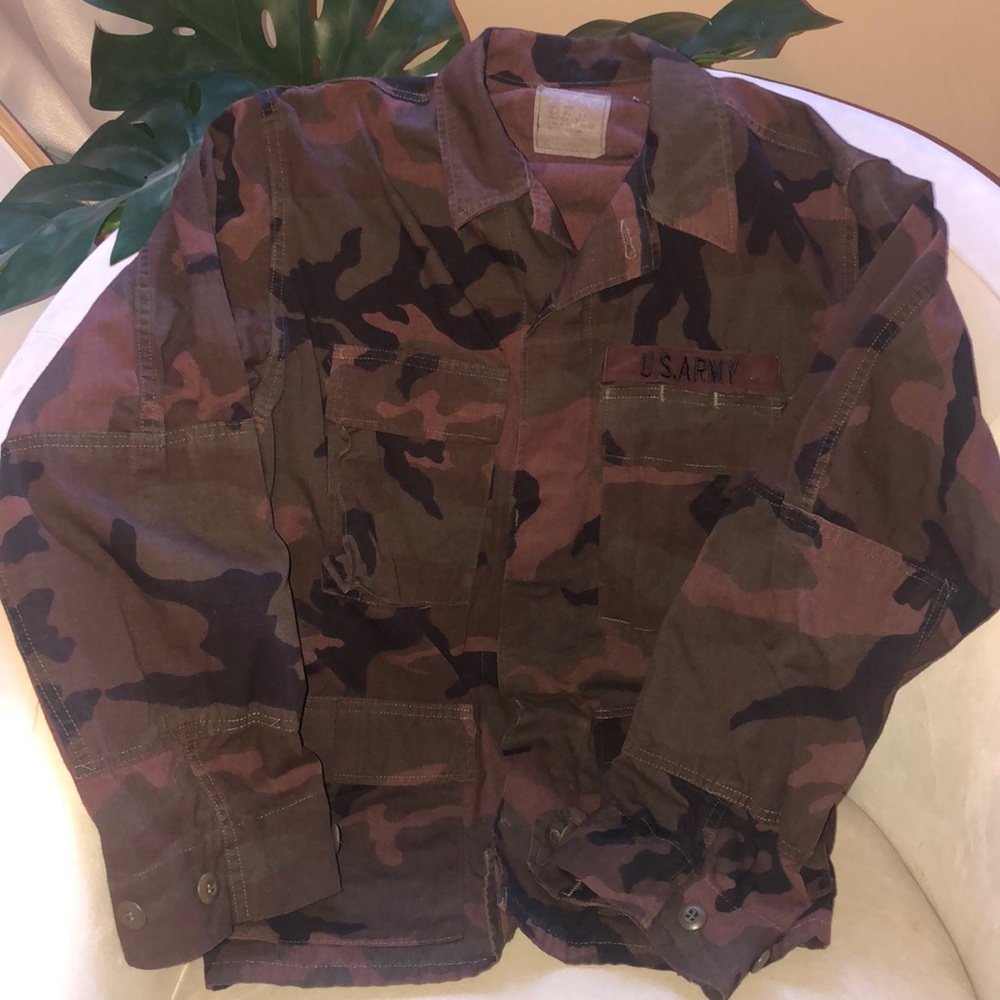 Unique maroon and green Army Jacket w/collar - Picture 1 of 10